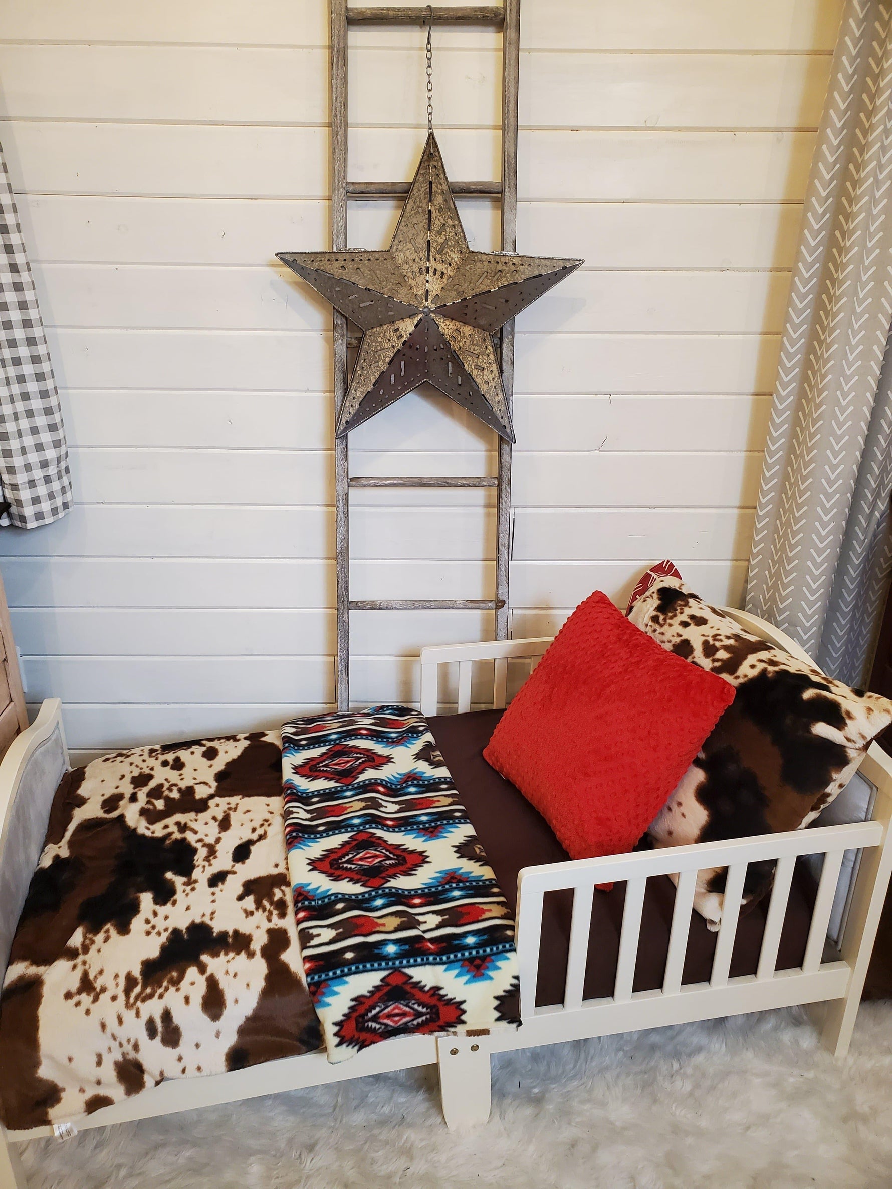 Toddler or Twin Bedding -  Cow Minky and Aztec Collection - DBC Baby Bedding Co 