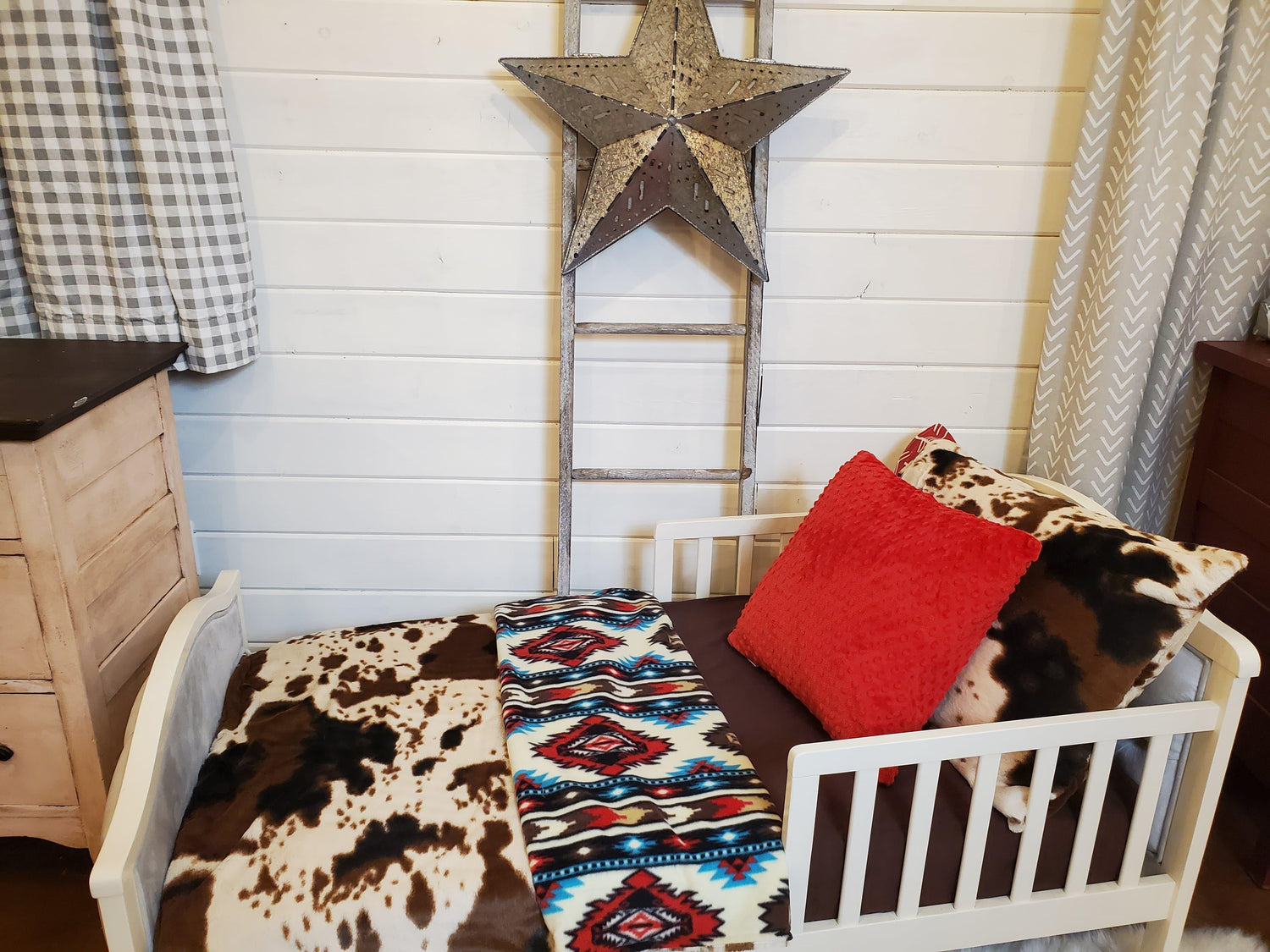 Toddler or Twin Bedding -  Cow Minky and Aztec Collection - DBC Baby Bedding Co 