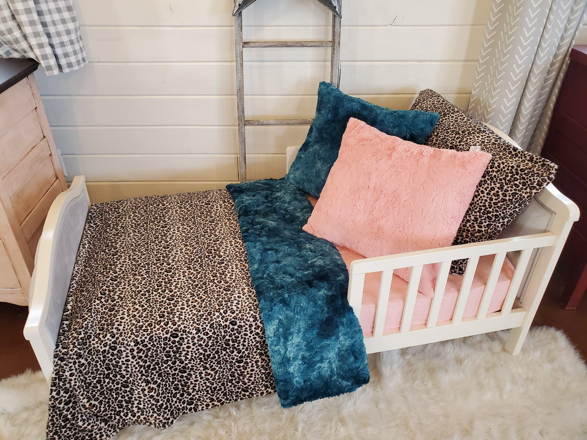 Toddler or Twin Bedding -  Cheetah Minky and Mallard Galaxy Minky Collection - DBC Baby Bedding Co 