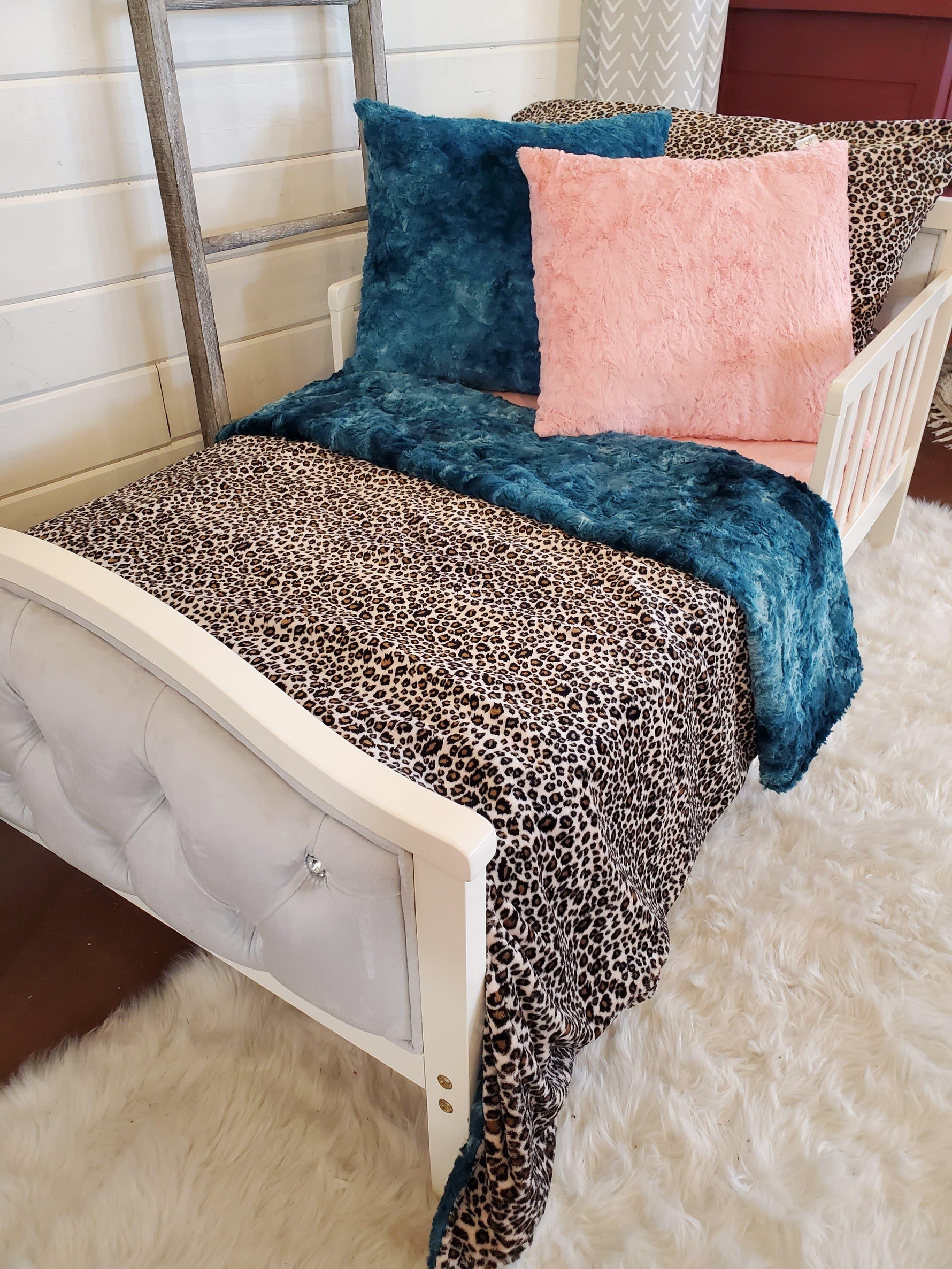 Toddler or Twin Bedding -  Cheetah Minky and Mallard Galaxy Minky Collection - DBC Baby Bedding Co 