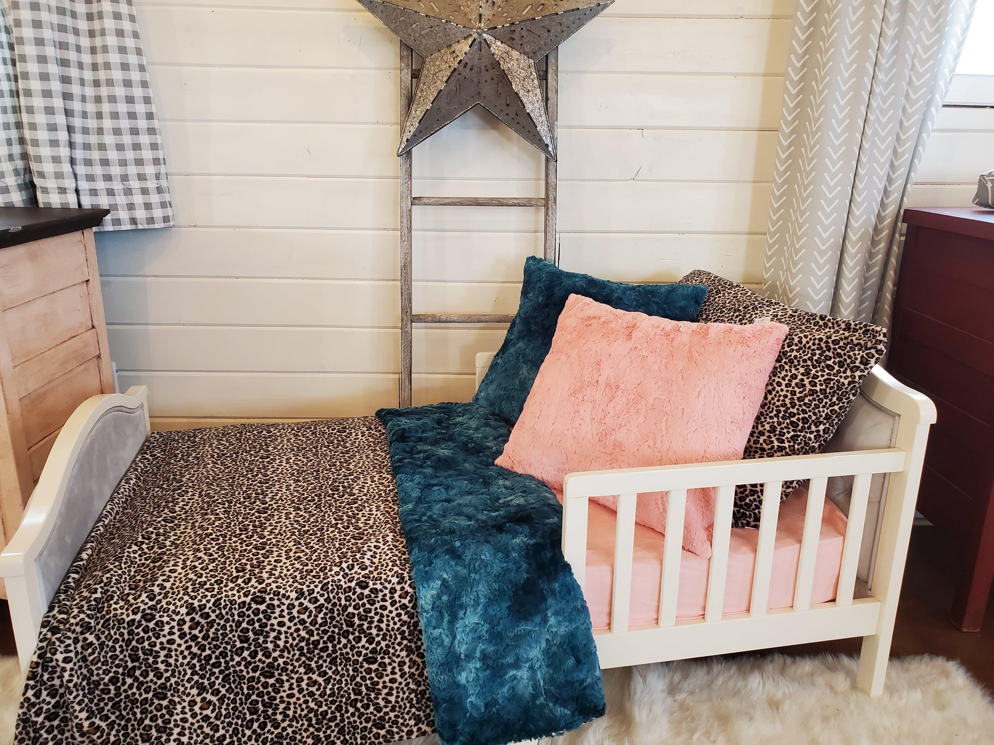 Toddler or Twin Bedding -  Cheetah Minky and Mallard Galaxy Minky Collection - DBC Baby Bedding Co 
