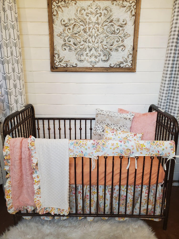 Ready Ship Girl Crib Bedding- Floral Baby Bedding Collection - DBC Baby Bedding Co 