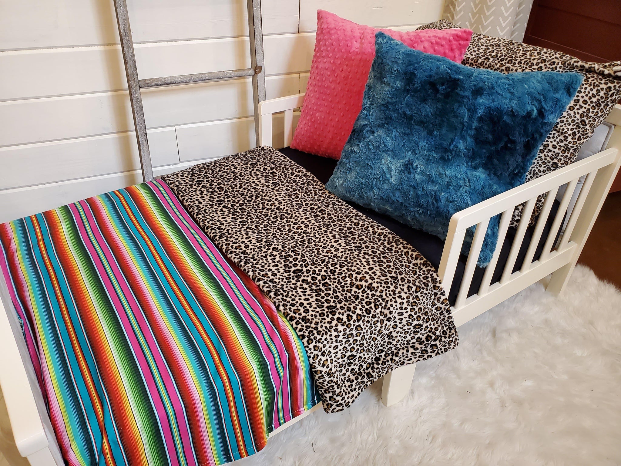 Toddler or Twin Bedding - Serape and Cheetah Minky Collection