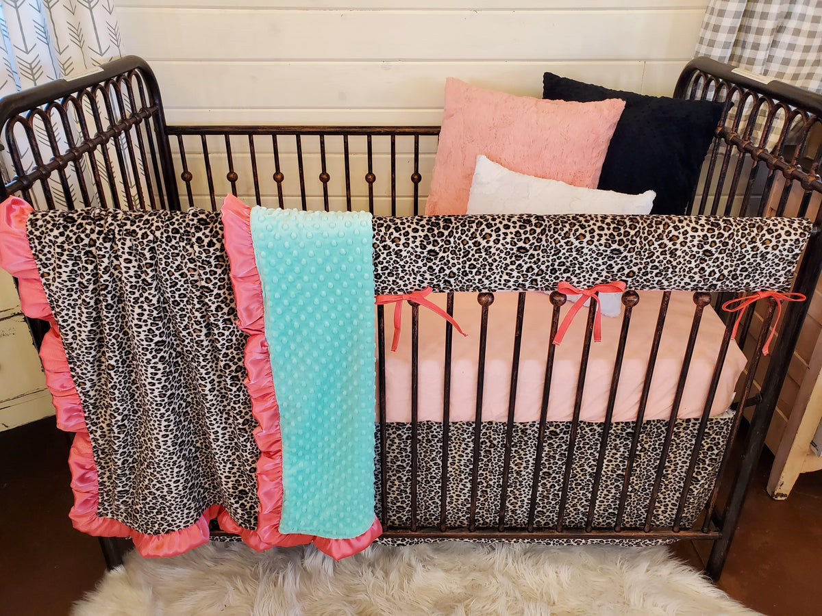 Girl Crib Bedding- Cheetah Minky Collection - DBC Baby Bedding Co 