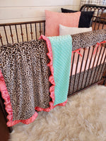 Girl Crib Bedding- Cheetah Minky Collection - DBC Baby Bedding Co 