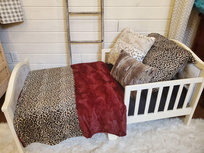 Toddler or Twin Bedding -  Cheetah Minky and Wine Hide Minky Collection - DBC Baby Bedding Co 