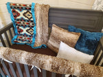 Neutral Crib Bedding- Aztec and Fawn Minky Woodland Collection - DBC Baby Bedding Co 