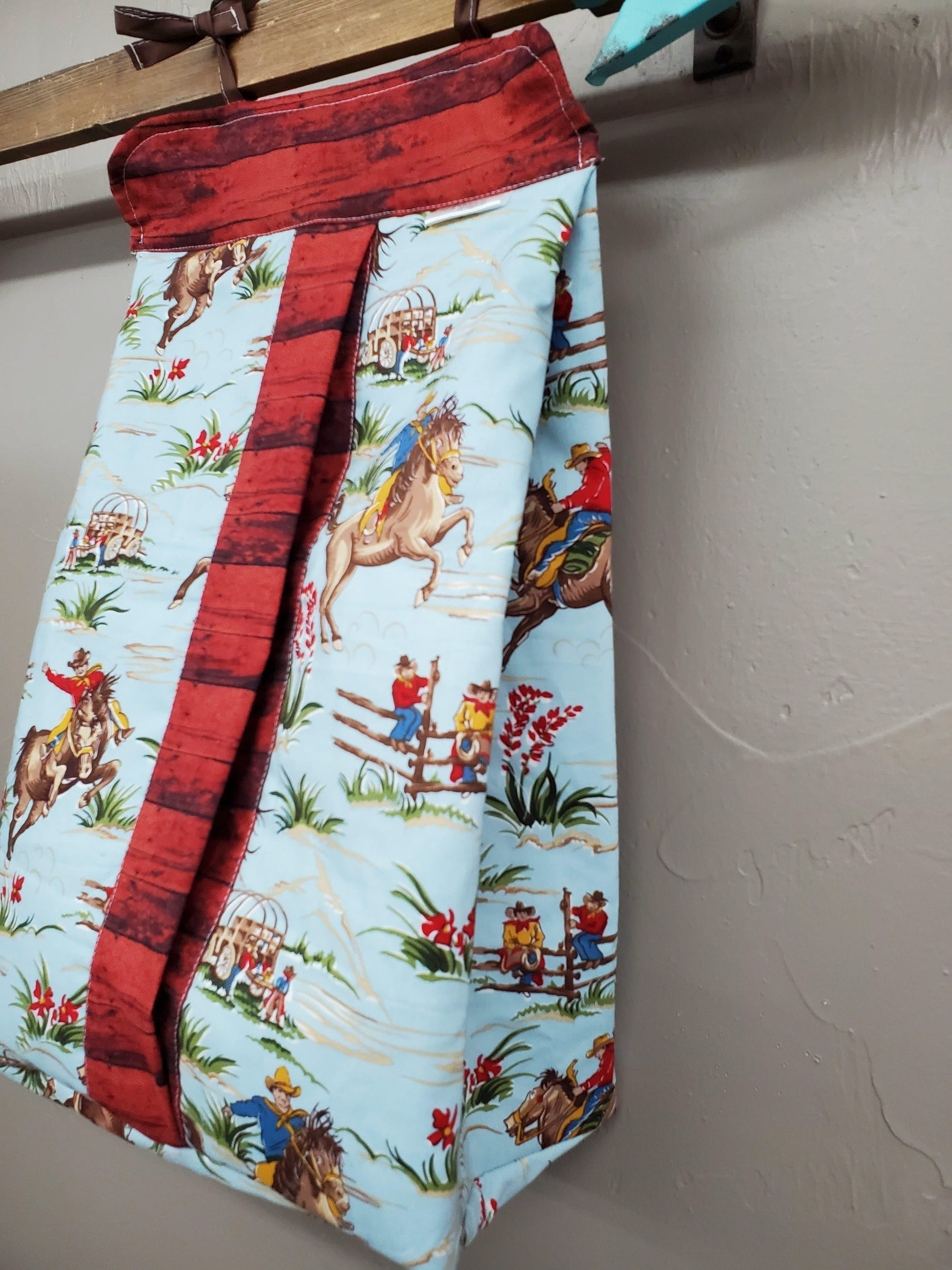 Diaper stacker - Barn Dandy Cowboy with Red Barnwood Trim - DBC Baby Bedding Co 