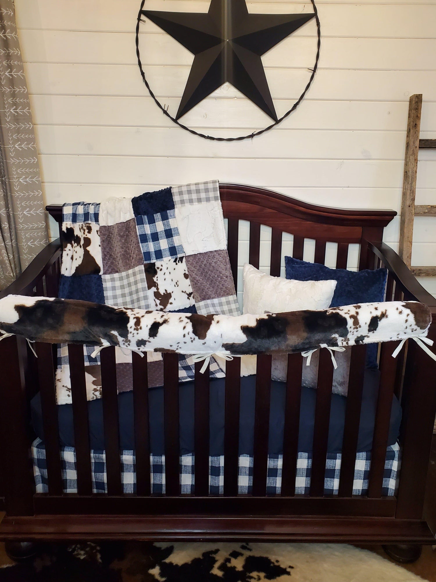 Boy Crib Bedding- Farm House and Cow Minky Farm Collection - DBC Baby Bedding Co