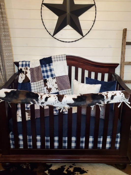 Boy Crib Bedding- Farm House and Cow Minky Farm Collection - DBC Baby Bedding Co