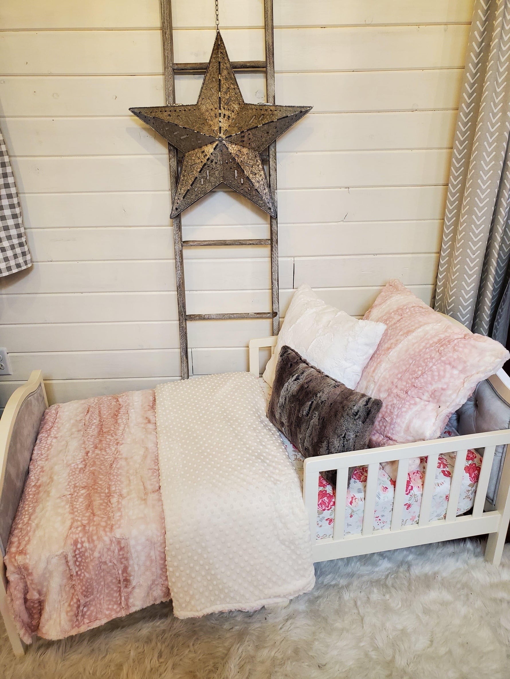 Toddler or Twin Bedding -  Rosewater Fawn Minky Collection - DBC Baby Bedding Co 