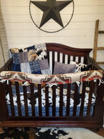 Boy Crib Bedding- Tan Aztec and Cow Minky Cowboy Collection - DBC Baby Bedding Co 