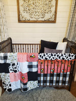 Girl Crib Bedding- Tractor and Cow Farm Collection - DBC Baby Bedding Co 