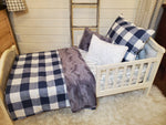 Toddler or Twin Bedding -  Navy Check and Arrow Collection - DBC Baby Bedding Co 