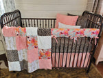 Custom Girl Crib Bedding- Cheetah Minky & Watercolor Floral Crib Bedding - DBC Baby Bedding Co 