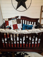 Custom Boy Crib Bedding- Cowboy, Steer, and Cow Minky Cowboy Collection - DBC Baby Bedding Co 