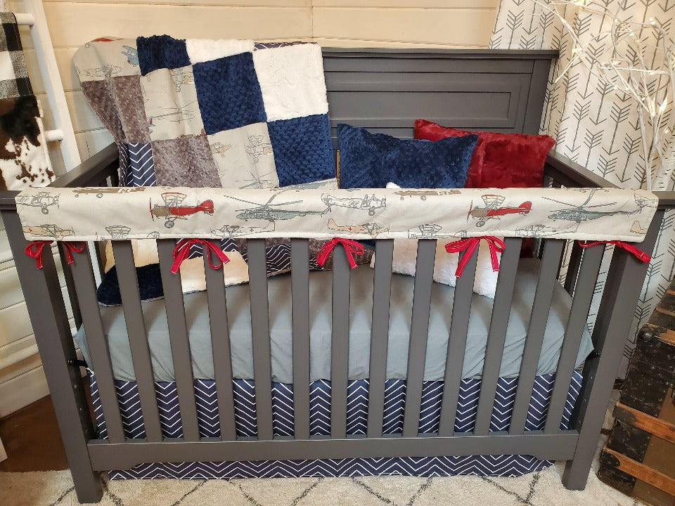 Ready Ship Boy Crib Bedding- Vintage Airplane Crib Bedding ollection - DBC Baby Bedding Co 