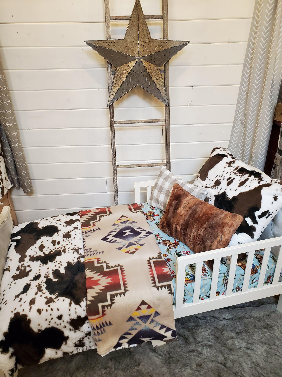 Toddler or Twin Bedding -  Cow Minky, Aztec, and Barn Dandy Collection - DBC Baby Bedding Co 
