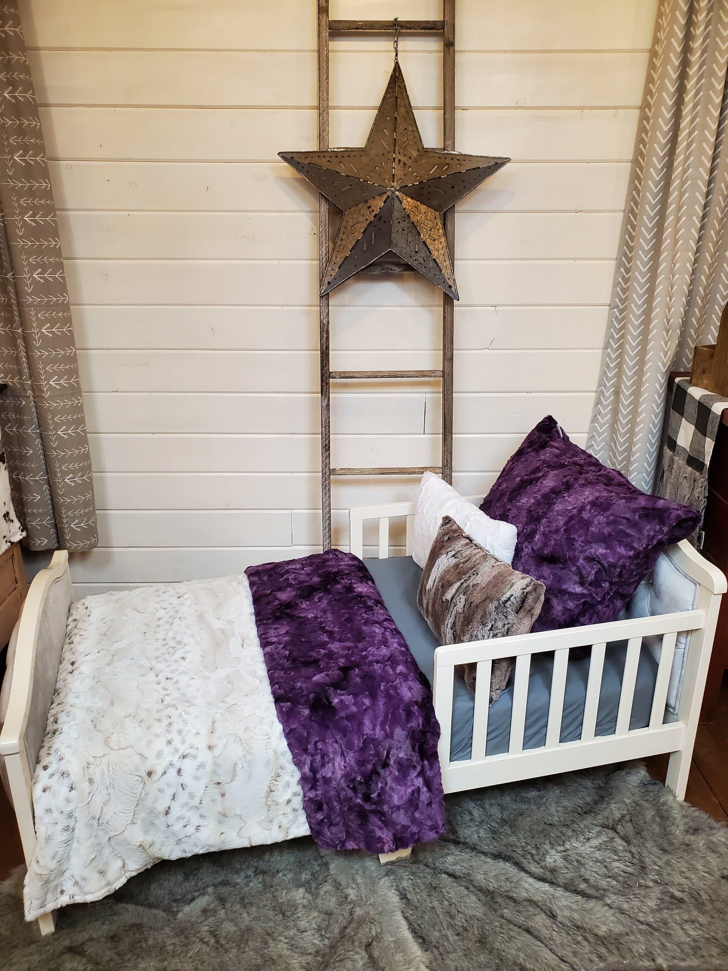 Toddler or Twin Bedding -  Lynx Minky and Plum Galaxy Minky Collection - DBC Baby Bedding Co 