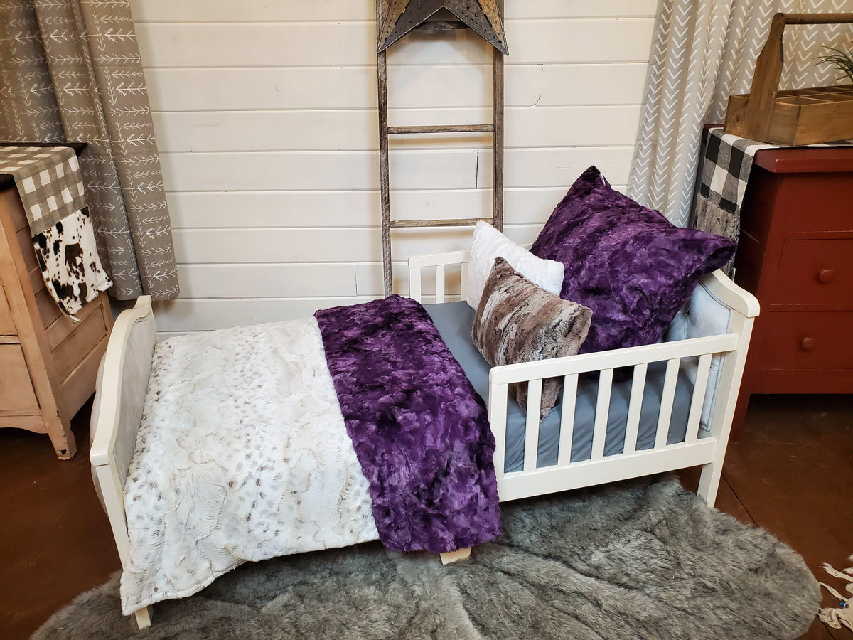 Toddler or Twin Bedding -  Lynx Minky and Plum Galaxy Minky Collection - DBC Baby Bedding Co 