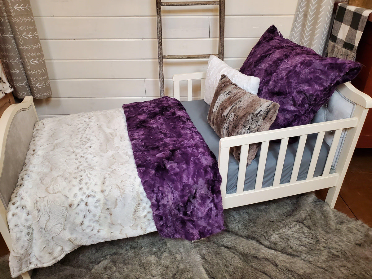 Toddler or Twin Bedding -  Lynx Minky and Plum Galaxy Minky Collection - DBC Baby Bedding Co 