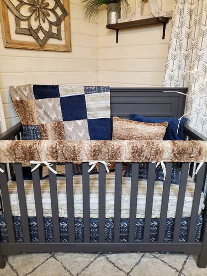 Boy Crib Bedding- Buck and Fawn Minky Woodland Nursery Collection - DBC Baby Bedding Co 