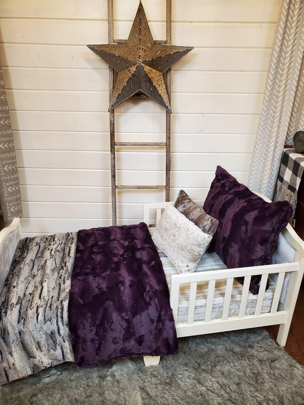 Toddler or Twin Bedding -  Rabbit Minky and Plum Hide Minky Collection - DBC Baby Bedding Co 