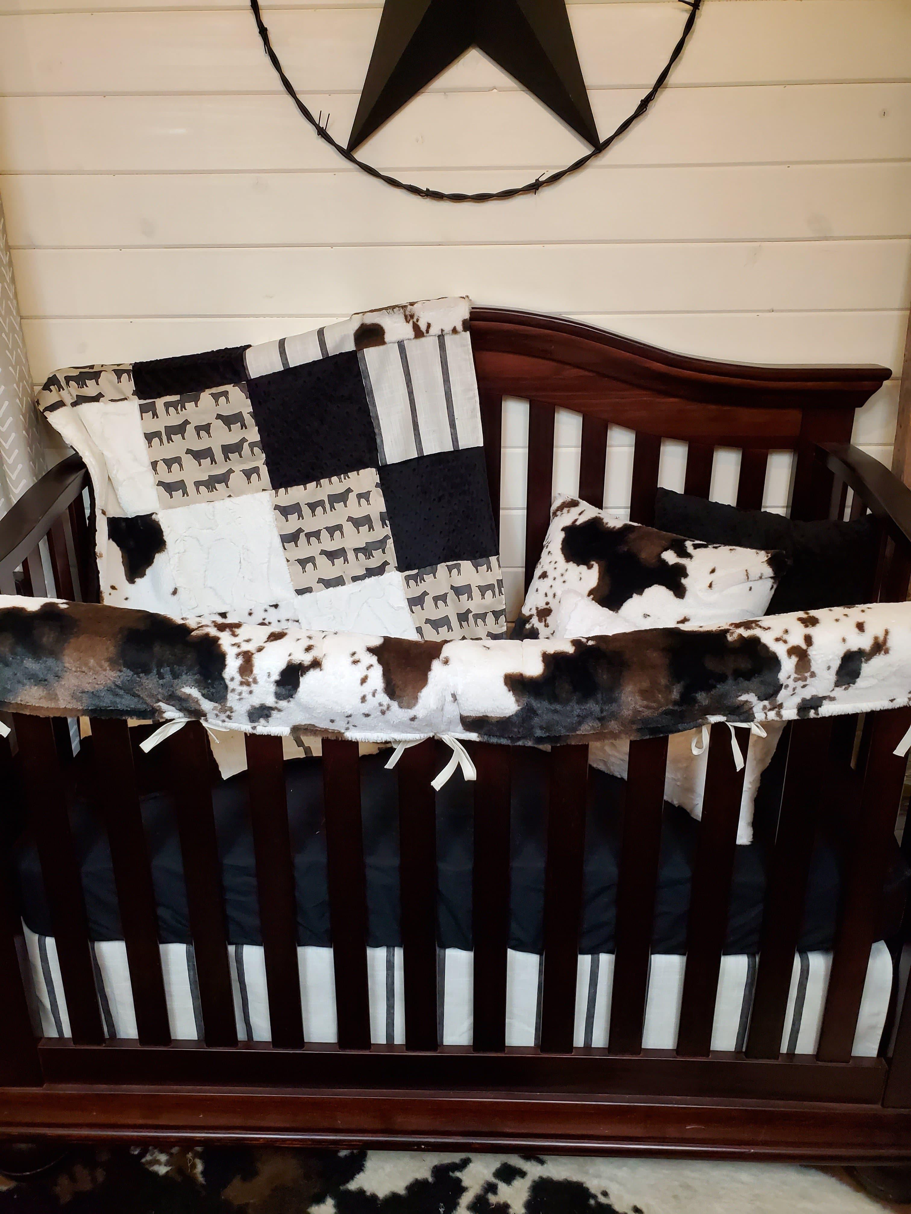 Custom Boy Crib Bedding Angus and Cow Minky Western Farm Western Baby DBC Baby Bedding Co