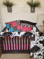 Ready Ship Girl Crib Bedding- Cheetah, Cow Minky, and Serape Collection - DBC Baby Bedding Co 