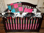 Ready Ship Girl Crib Bedding- Cheetah, Cow Minky, and Serape Collection - DBC Baby Bedding Co 