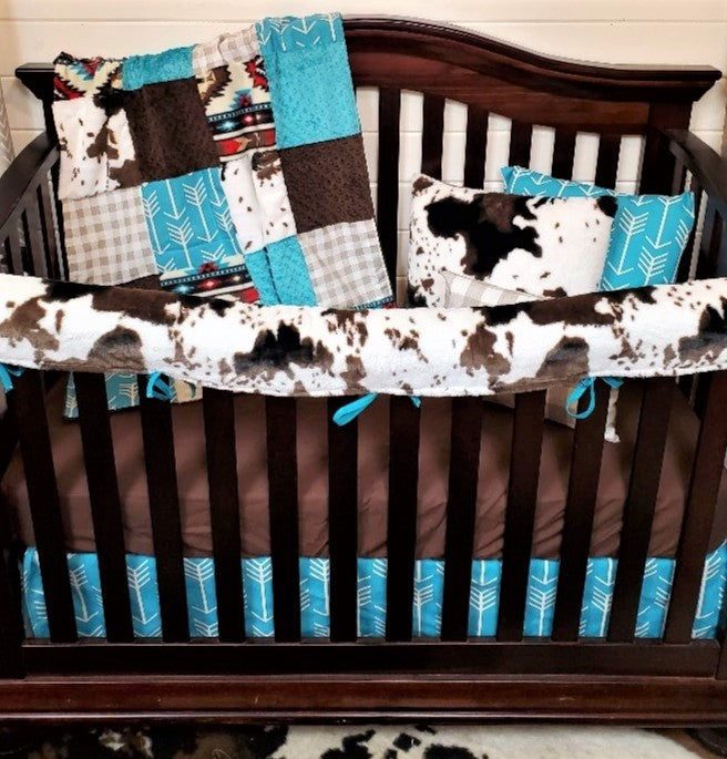 Boy Crib Bedding Aztec and Teal Arrow Western Crib Bedding Toddler DBC Baby Bedding Co