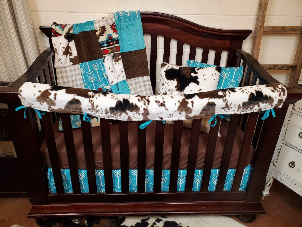 Boy Crib Bedding - Aztec and Teal Arrow Western Crib Bedding Collection - DBC Baby Bedding Co 