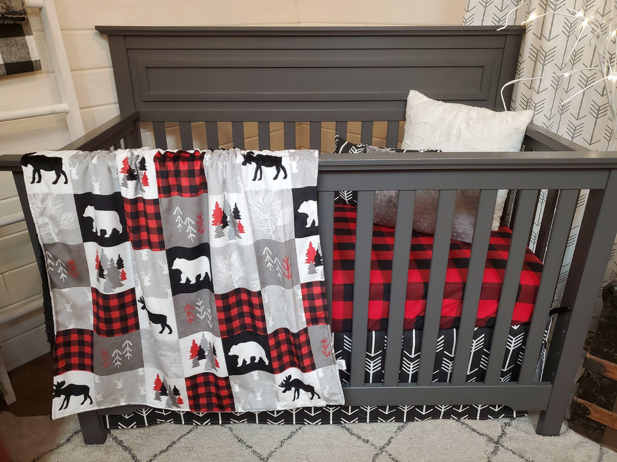 Ready Ship Boy Crib Bedding - Woodland Bear Moose Woodland Collection - DBC Baby Bedding Co 