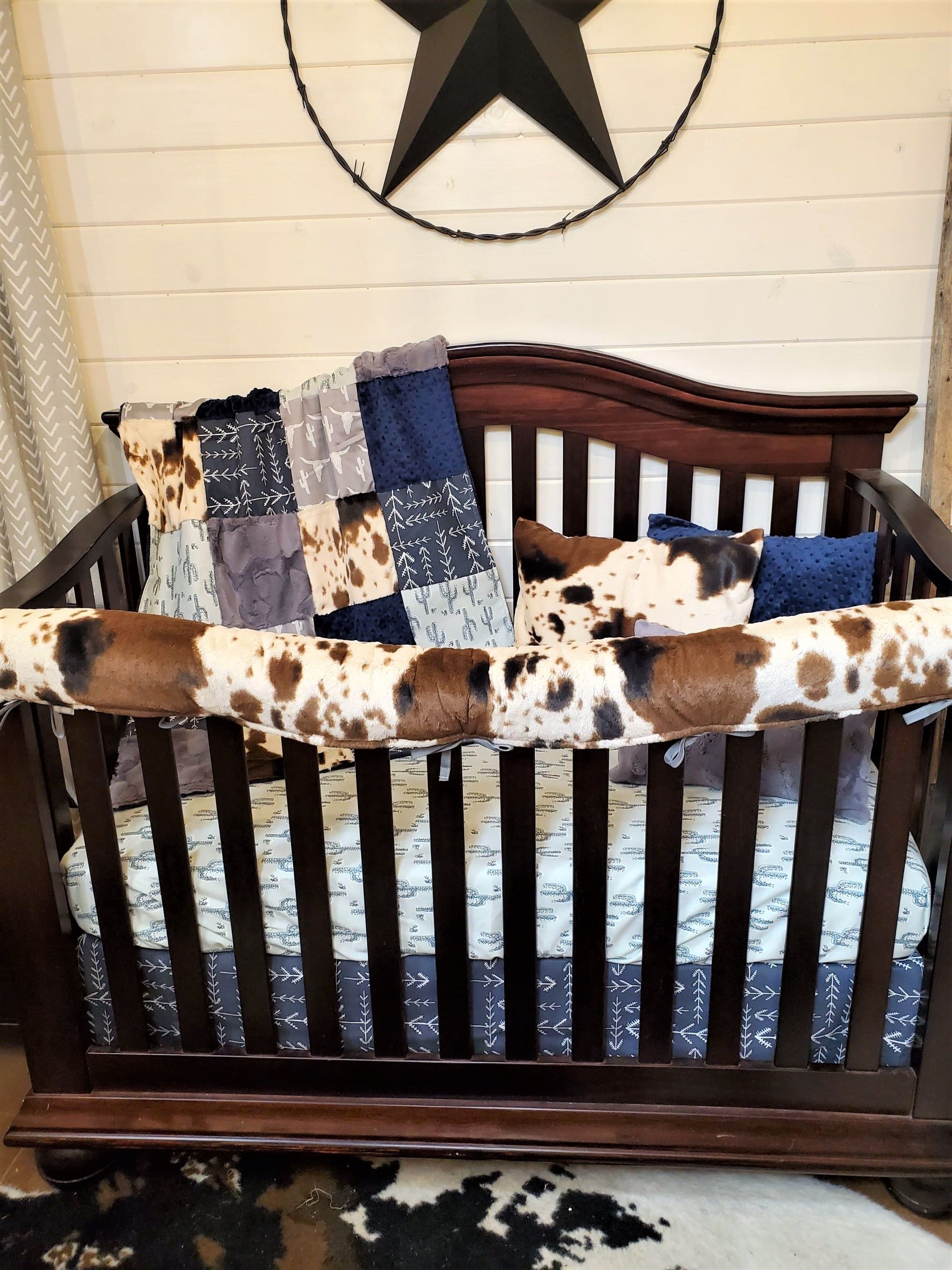 Custom Boy Crib Bedding - Steer and Cow Minky Ranch Collection - DBC Baby Bedding Co