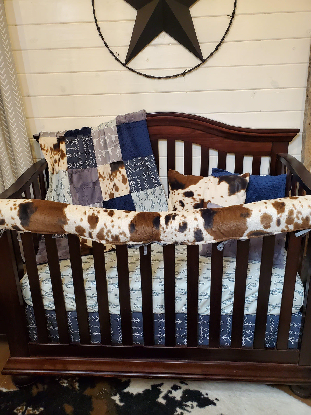 Custom Boy Crib Bedding - Steer and Cow Minky Ranch Collection - DBC Baby Bedding Co 