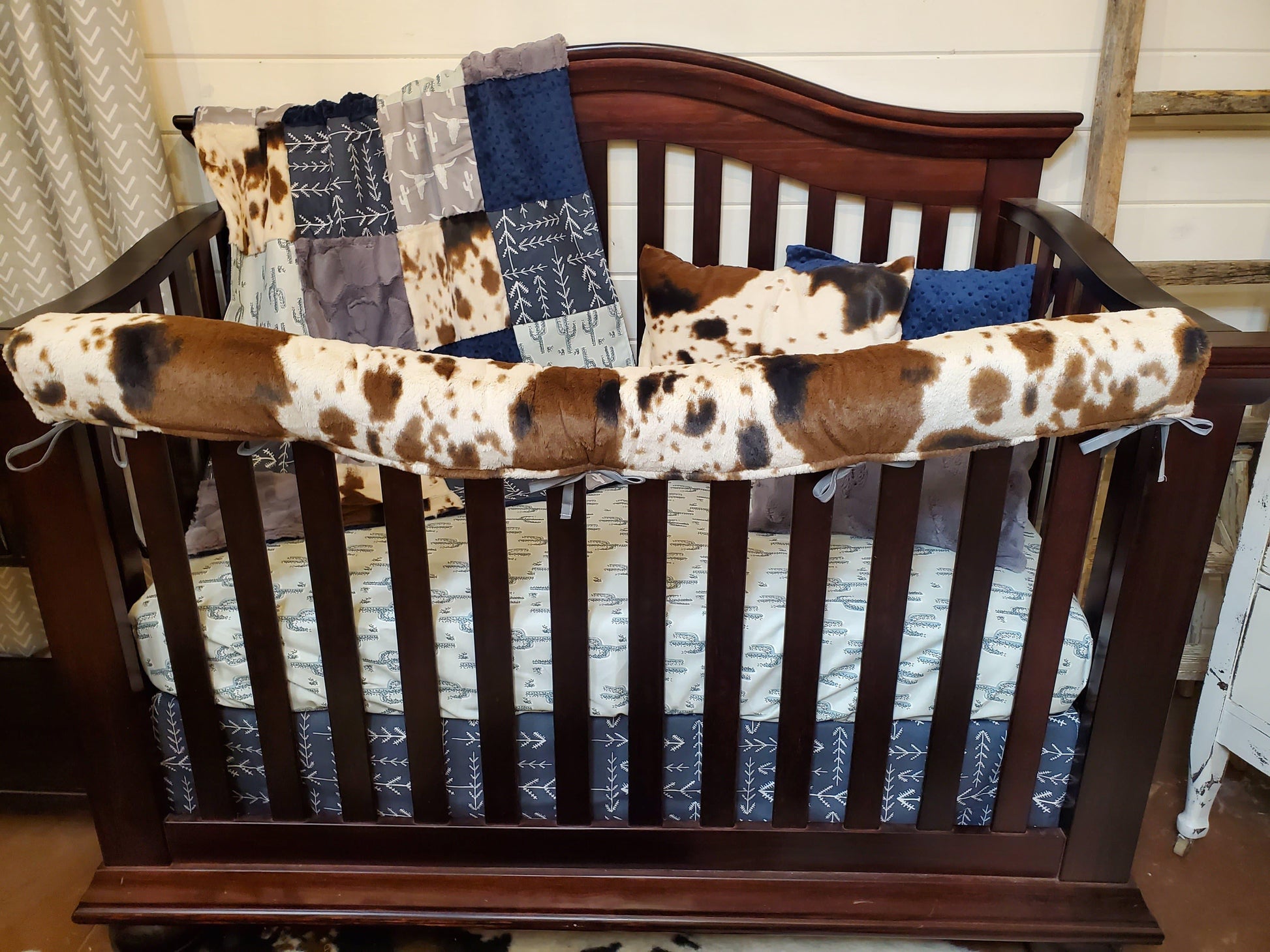 Custom Boy Crib Bedding - Steer and Cow Minky Ranch Collection - DBC Baby Bedding Co 