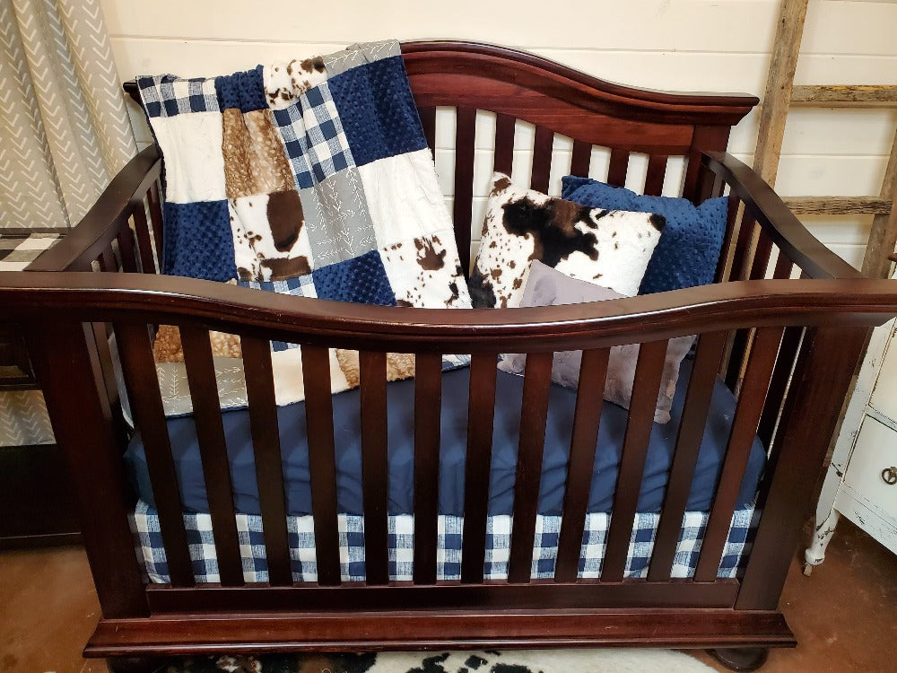 Boy Crib Bedding - Farmhouse, Fawn minky, and Cow minky Farm Collection - DBC Baby Bedding Co 