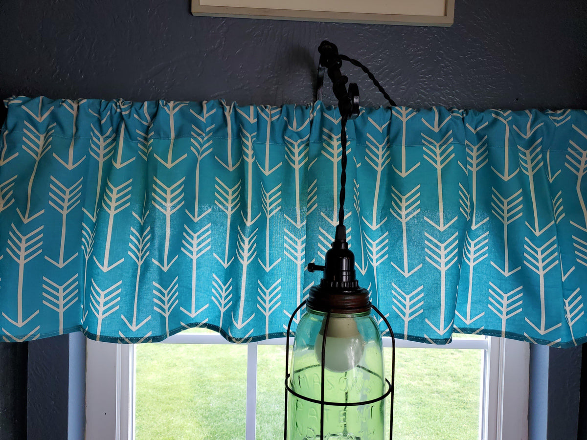 Curtain Panels or Valance - Arrow in Teal - DBC Baby Bedding Co 