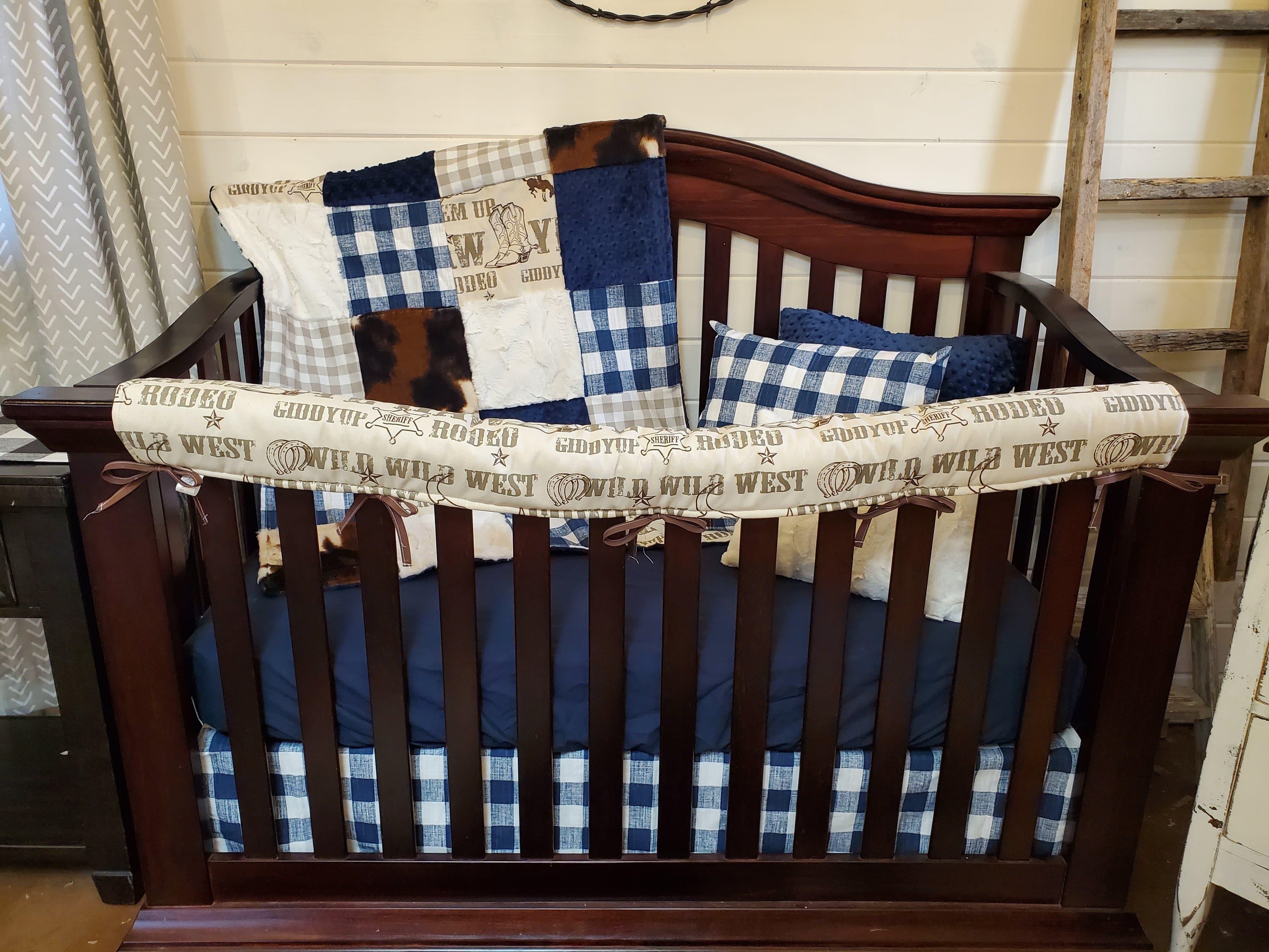 Navy buffalo check crib bedding best sale