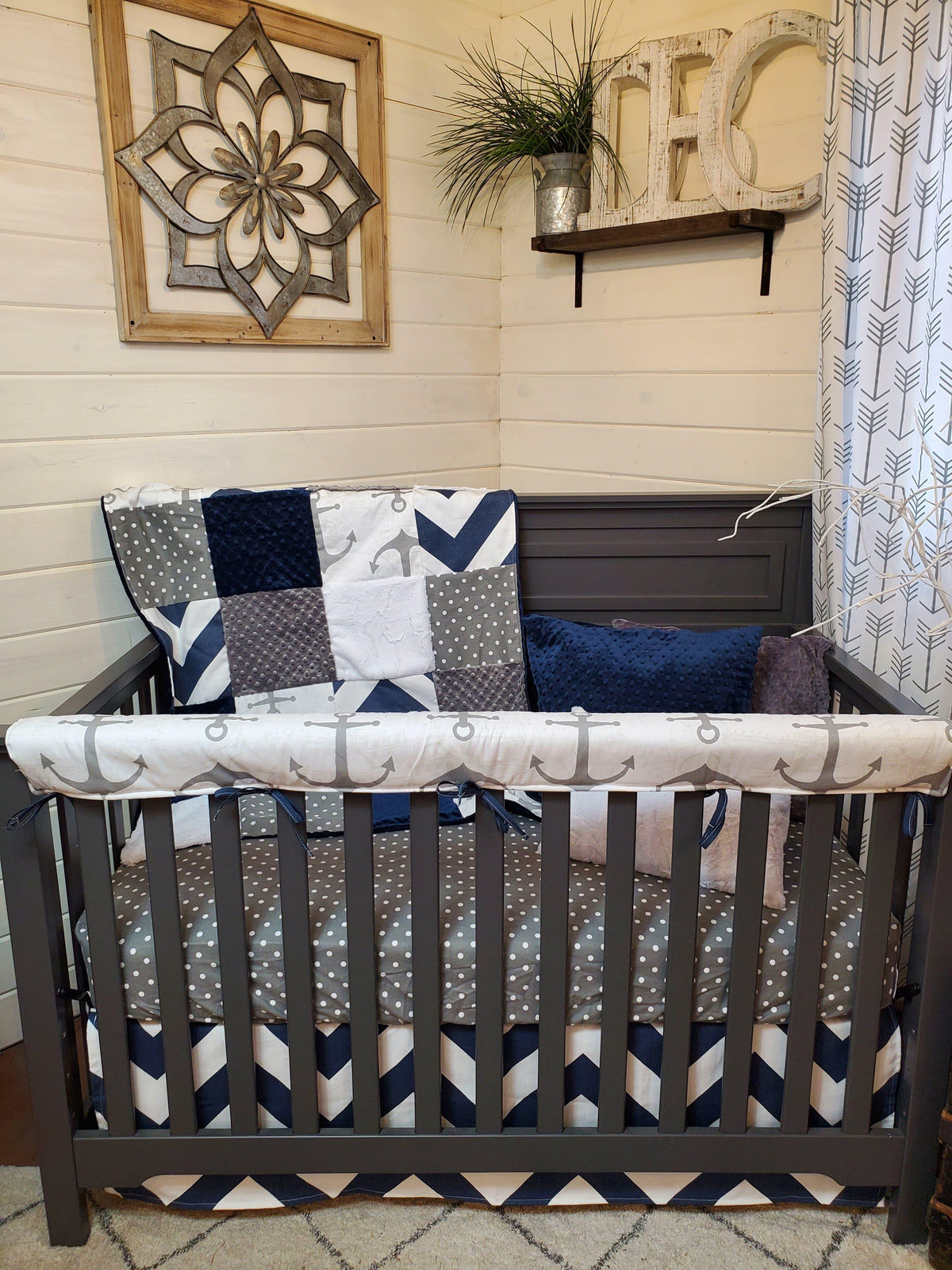 Boy Crib Bedding- Anchor Nautical Nursery Collection - DBC Baby Bedding Co 