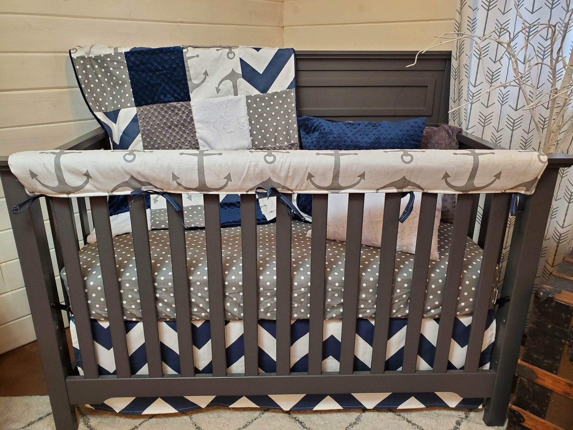 Boy Crib Bedding- Anchor Nautical Nursery Collection - DBC Baby Bedding Co 