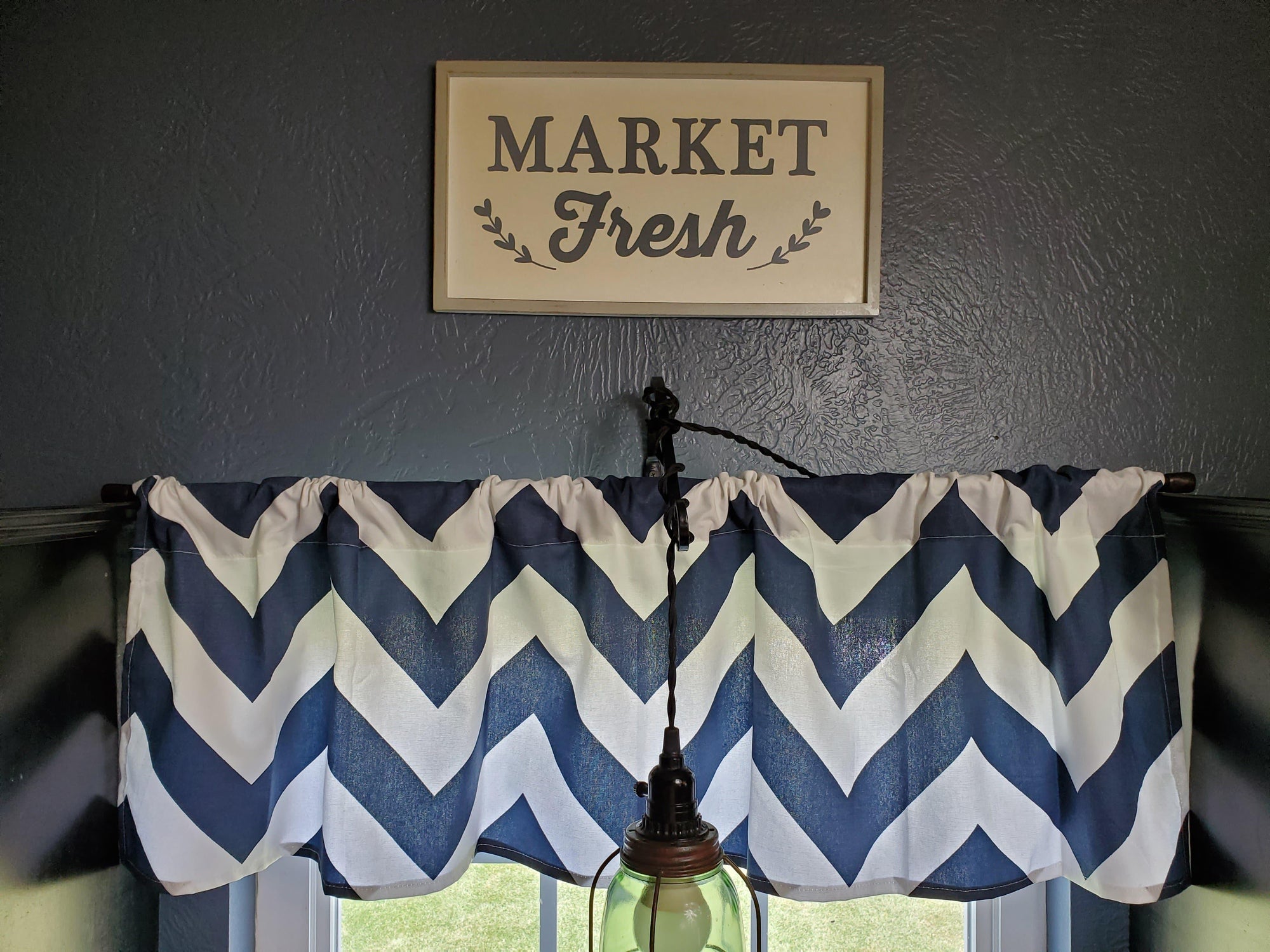 Curtain Panels or Valance - Chevron in Navy - DBC Baby Bedding Co 