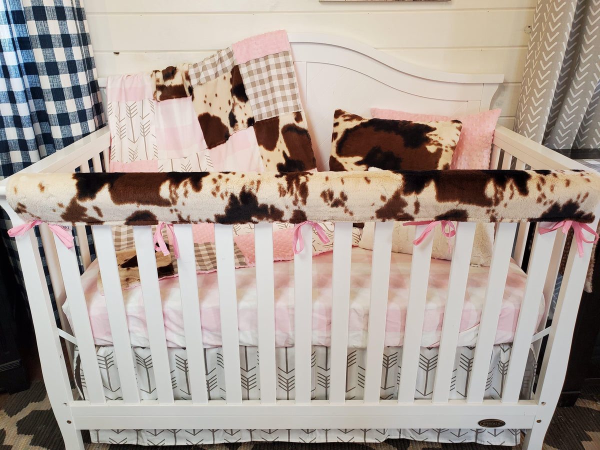 Girl Crib Bedding- Farmhouse and Cow Minky Collection - DBC Baby Bedding Co 