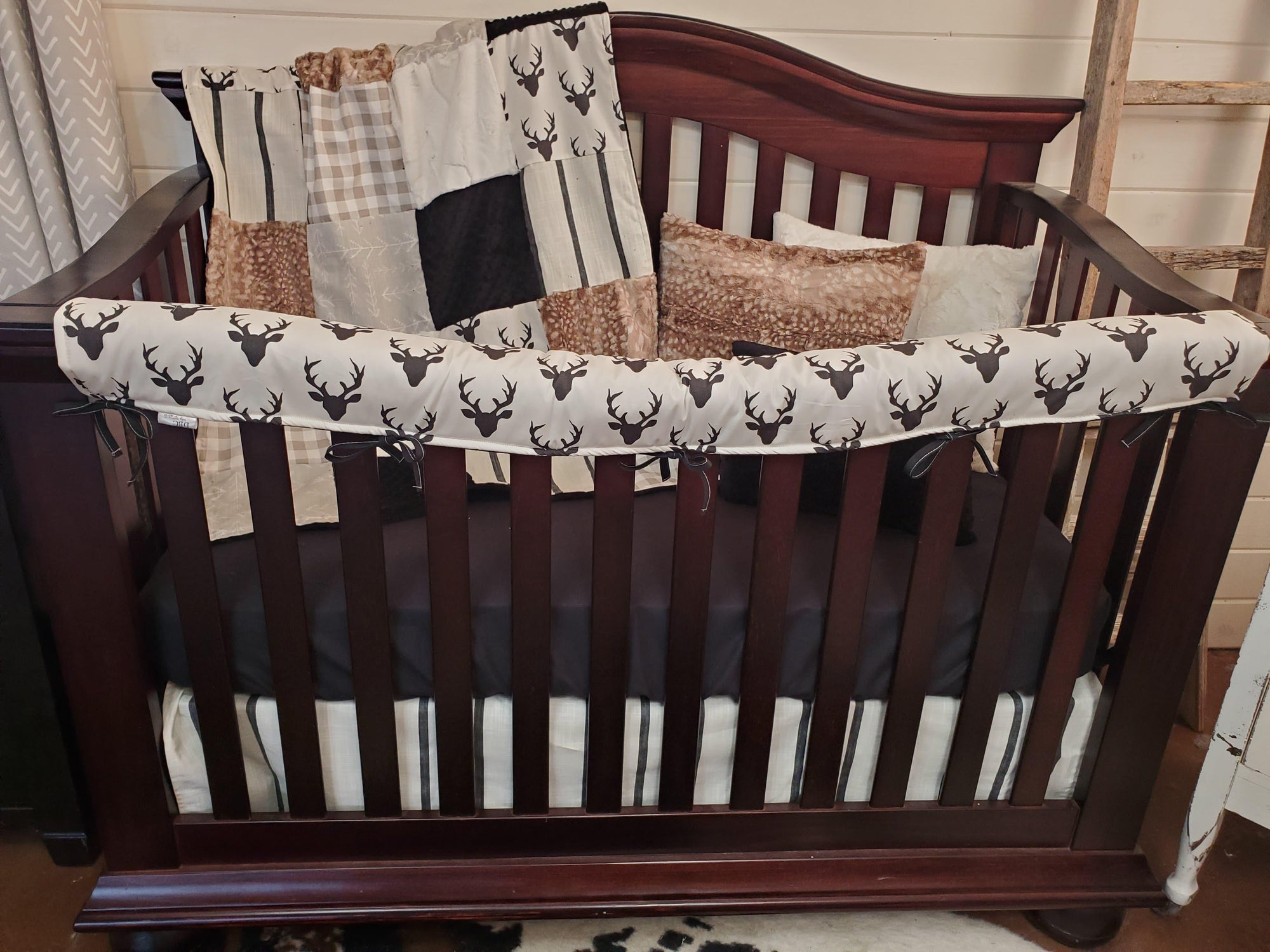 Boy Crib Bedding- Buck and Stripe Woodland Collection - DBC Baby Bedding Co 