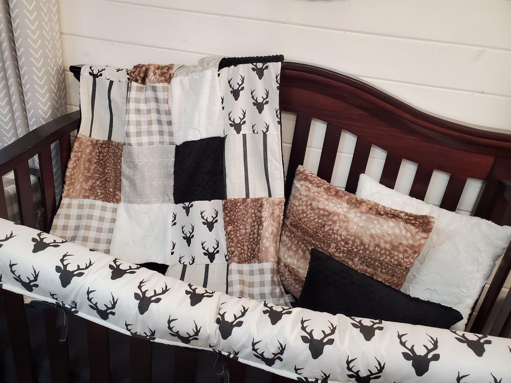 Boy Crib Bedding- Buck and Stripe Woodland Collection - DBC Baby Bedding Co 