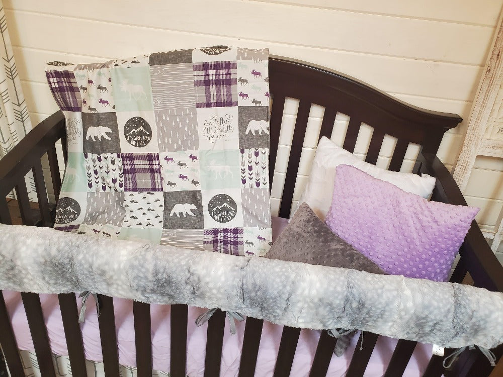 Custom Girl Crib Bedding - Bear Woodland Baby Bedding Collection - DBC Baby Bedding Co 