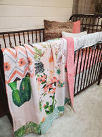 Custom Girl Crib Bedding - Cactus Western Nursery Collection - DBC Baby Bedding Co 