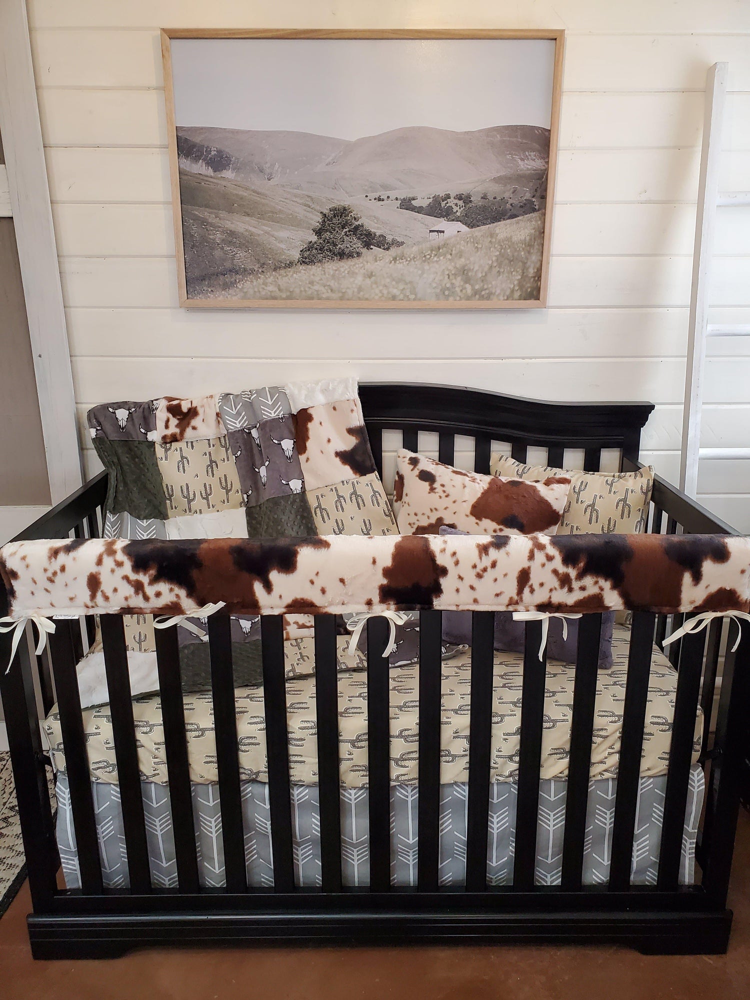 Boy Crib Bedding- Steer, Cactus, Cow Minky Ranch Collection - DBC Baby Bedding Co 