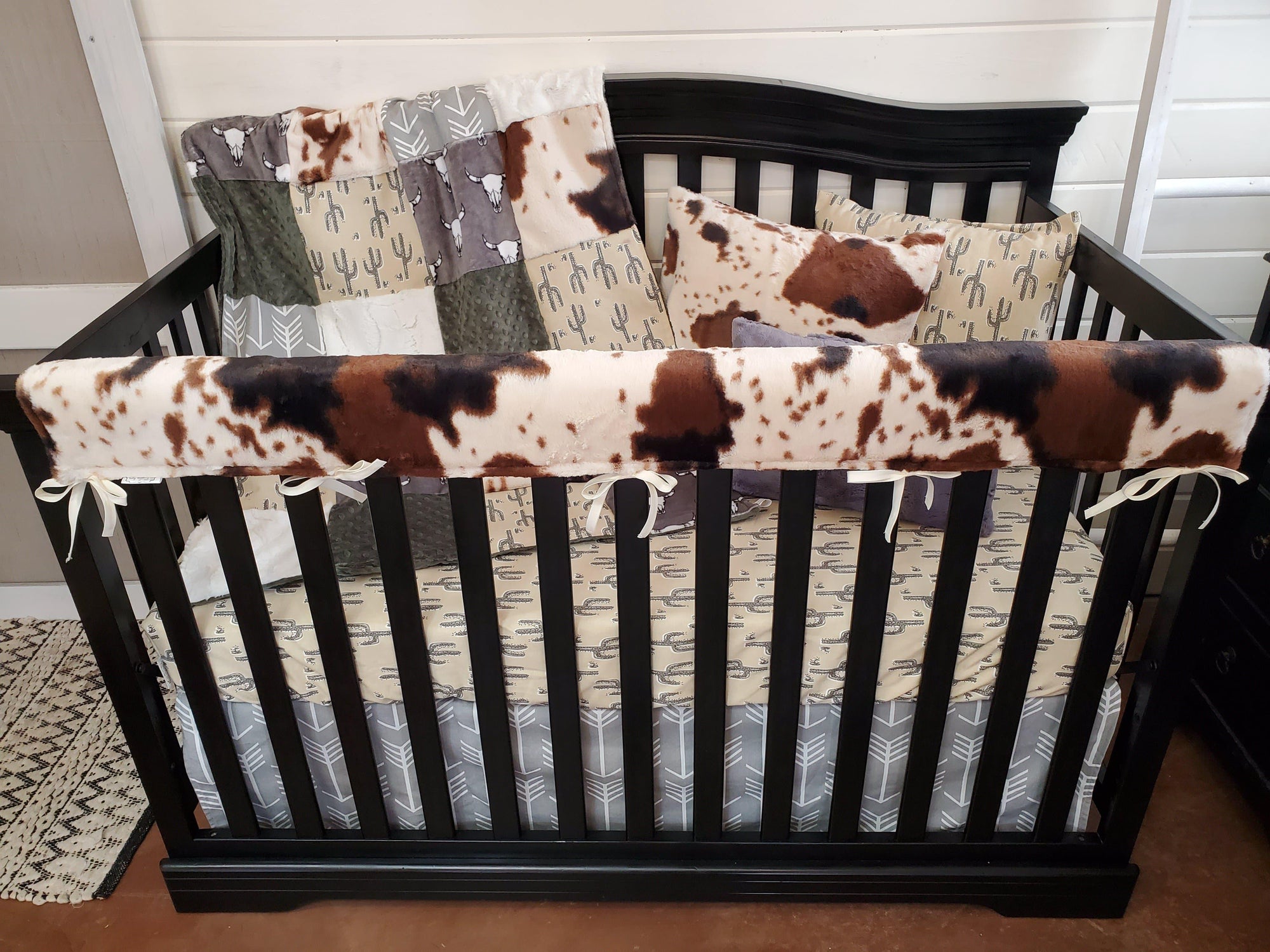 Boy Crib Bedding- Steer, Cactus, Cow Minky Ranch Collection - DBC Baby Bedding Co 
