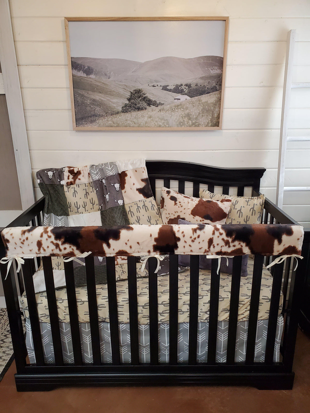 Boy Crib Bedding- Steer, Cactus, Cow Minky Ranch Collection - DBC Baby Bedding Co 